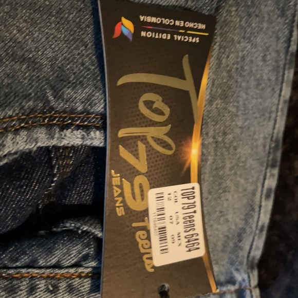 Color blue new jeans Colombia size 12 USA size 7 - Picture 4 of 5